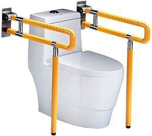 Stützklappgriff klappbare WC Aufstehhilfe Toilettenhalter Stützgriff Haltegriff Wandstützgriff Sicherheitsgriff (60CM, Gelb)