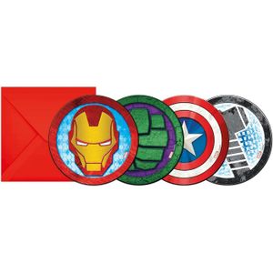 Avengers - Pozvánky "Mighty" 6-pack - papier, kartón SG31200 (jedna veľkosť) (farebné)