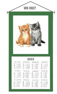 Stoffkalender 2022 Wandkalender / Kalender " Kätzchen - Katzen " 35x65 cm mit Transferdruck