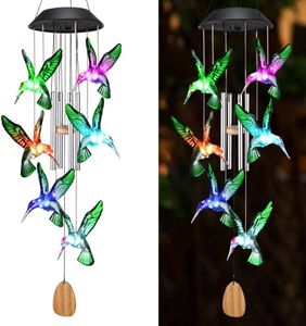 Solar Kolibri Windspiel, Farbwechsel Solar LED Lichterketten, Outdoor Mobile Hanging Patio Light