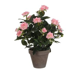 Mica Decorations Rosenstrauch Kunstpflanze im Blumentopf Stan - H33 x Ø25 cm - Rosa