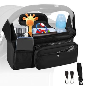 Kinderwagen Organizer Universal, Kinderwagentasche mit 2 Isolierten Getränkehalter
