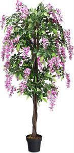 180 cm Kunstbaum Kunstpflanze, Künstliche Wisteria Glyzinie mit Blüten Rosa, Zimmerpflanze Deko im Zementtopf, künstliche Topfpflanze, Dekopflanze künstliche Innendekoration für Zuhause