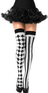 LEG AVENUE - SCHWARZ/WEIßE ARLEQUIN HOHE SOCKEN