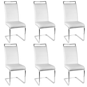 6er Set Esszimmerstühle Stühle  Freischwinger Stühle Bow Esstischstuhl Küchenstuhl Barstuhl - hohe Rückenlehne,Weiß