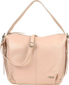 Conta Handtasche aus italienischem Glattleder, mehreren Fächern, abnehmbarem Schulterriemen, verstärktem Boden silbernen Beschlägen – Rosa Beige Conta Handtasche aus italienischem Glattleder, mehreren Fächern, abnehmbarem Schulterriemen, verstärktem Boden silbernen Beschlägen – Rosa Beige