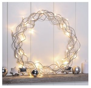 40 LED Metall Weihnachtskranz mit Timer Adventskranz Metallkranz Leuchtkranz