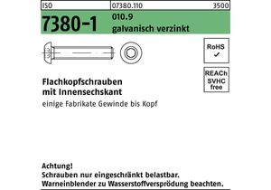Flachkopfschraube ISO 7380-1 m.Innensechskant M 8 x 8 010.9 galvanisch verzinkt
