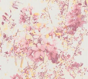 A.S. Création Blumentapete Attractive florale Tapete Vliestapete rosa gelb weiß 10,05 m x 0,53 m
