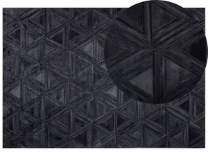 BELIANI Teppich Schwarz Kuhfell 160 x 230 cm Kurzflor Dreiecke Handgefertigt Rechteckig