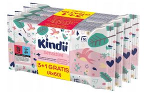 Kindii Chusteczki nawilżane dla dzieci Sensitive, 4 x 60 sztuk