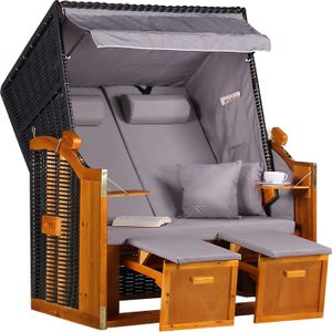 Strandkorb Ostsee Wacholder PE Schwarz Dessin Uni Grau Strandkörbe
