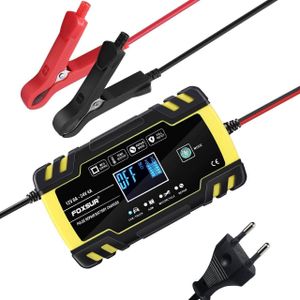 Digitaler Auto-Gleichrichter, Batterieladung mit LCD-Display, Auto, Motorrad, LKW, Foxsur, 12V/8A, 24V/4A, 6Ah-150Ah, Batteriereparaturfunktion durch Impulse, Gelb mit Schwarz