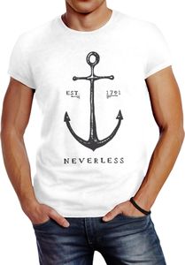 Herren T-Shirt Anker Slim Fit Neverless® Neverless weiß M