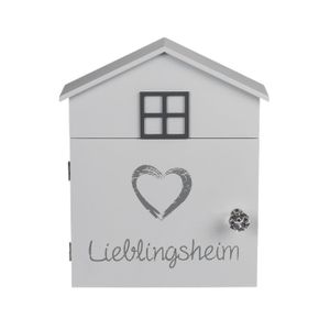 Schlüsselkasten, Holz, Weiß, 24 x 6 x 29.5 cm Lieblingsheim 6 Haken für Schlüssel Schlüsselkästchen vintage Landhaus-Stil