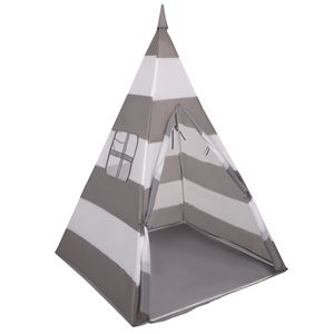 Selonis tipi spielzelt mit keine bälle 6 cm zelt für kinder, grau-weiße streifen