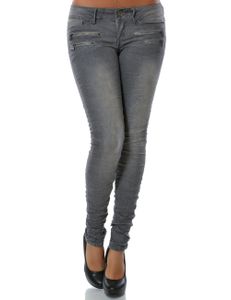 Damen Jeans Hose Skinny Röhre Stretch Denim DA 14089 Farbe Grau Größe XL / 42