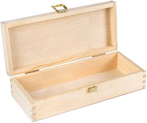 Creative Deco Holz-Kiste mit Deckel und Verschluss | 24 x 10,5 x 5,7 cm | Unlackierte Holz-Box | Kleine Aufbewahrungs-Box | Holz-Schatulle für Lagerung der Wertsachen, Werkzeugen und Zigarren