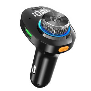 Bluetooth FM vysielač do auta s handsfree a navigáciou, bezdrôtový FM Bluetooth adaptér do auta s farebným LED svetlom (7 farieb)