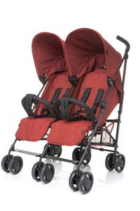 4Baby TWINS Doppelkinderwagen verstellbare Rückenlehne und Fußstütze Doppelräder hochwertige Materialien Kinderwagen bis 15 kg