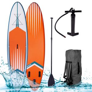 BRAST SUP Board Pro Aufblasbares Stand up Paddle Set 320cm Orange incl. Zubehör Paddel Pumpe Rucksack