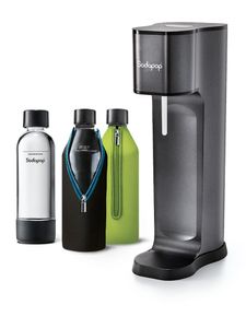 SODAPOP Wassersprudler Joy Prestige, Special Edition black, 2 Glaskaraffen 850ml mit Bottle Shirt, 1 PET Flasche, CO2-Zylinder
