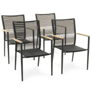 4er Set Gartenstühle Asti - beige, aus robusten Materialien wie Polyrattan, Aluminium und Textilene gefertigt, stapelbar & witterungsbeständig