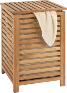 WENKO Wäsche Truhe NORWAY Holz Design 65 L Sammler Sortierer Sack Tasche Bad WC