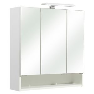 Spiegelschrank - Weiß Hochglanz - B 65 cm - mit LED-Beleuchtung