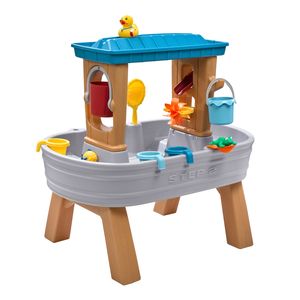 Step2 Rain Showers Splash Tub Wasserspieltisch | Großer Wassertisch mit 13-teiligem Zubehörset | Garten Wasser Spieltisch für Kinder in Grau & Braun