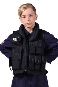 T2963-0100 schwarz Kinder SWAT Weste Polizei Kostüm