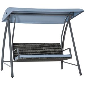 Outsunny Hollywoodschaukel Gartenschaukel 3-Sitzer mit Dach Polyrattan+Metall Grau 198 x 124 x 179 cm Outsunny Hollywoodschaukel Gartenschaukel 3-Sitzer mit Dach Polyrattan+Metall Grau 198 x 124 x 179 cm