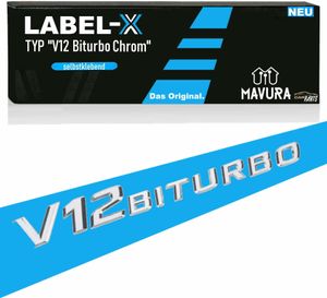 LABEL-X V12 Biturbo AMG chromowany emblemat logo dla Mercedesa S CL itp.