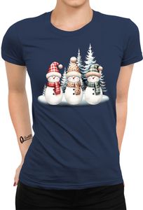 Schneemänner - Weihnachten Nikolaus Weihnachtsgeschenk Damen T-Shirt, Navy Blau, XXL