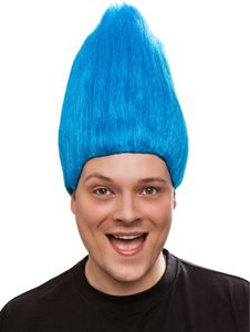 Troll Perücke Blau 38 cm hoch für Erwachsene