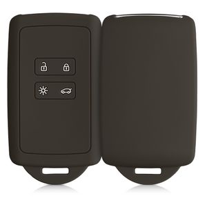 kwmobile Autoschlüssel Hülle kompatibel mit Renault 4-Tasten Smartkey Autoschlüssel (nur Keyless Go) - Silikon Schutzhülle Schlüsselhülle Cover in Olivgrün