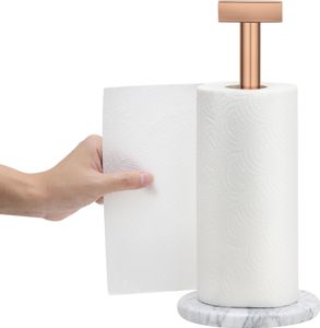 Navaris Küchenrollenhalter stehend mit Marmor Basis - Papierhandtuchspender Halter Küchenrolle - Edles Design - Papierrollenhalter Halterung