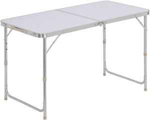 WOLTU Kempingový stôl Skladací stôl Výškovo nastaviteľný hliník MDF biely