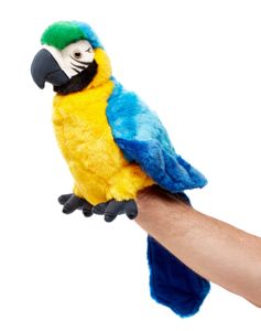 Uni-Toys - Handpuppe Papagei mit drehbarem Kopf - 26 cm (Höhe) - Plüsch-Handpuppe - Plüschtier, Kuscheltier