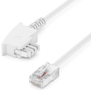 deleyCON 10m Routerkabel TAE-F auf RJ45 (8P2C) Anschlusskabel Kompatibel mit DSL ADSL VDSL Fritzbox Internet Router an Telefondose TAE - Weiß