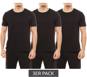 3er Pack ENRICO MORI Herren Basic T-Shirt aus Baumwolle Rundhals-Shirt Schwarz, Größe:XL