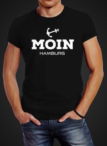 Herren T-Shirt Moin Hamburg Anker Slim Fit Neverless® schwarz XL