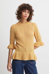 ATELIER RÊVE ICHI IRHILLE S Damen Strickpullover Feinstrick Pullover mit Alpaka-Wolle hoher Runhalskragen Blumen-Stickerei