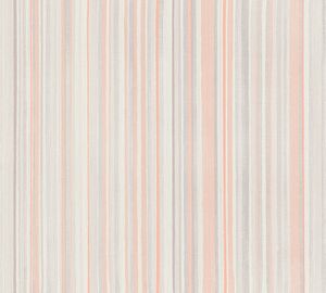 A.S. Création Streifentapete Attractive gestreifte Tapete Vliestapete orange grau weiß 10,05 m x 0,53 m