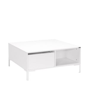 Konferenčný stolík Adore SHIPOL 660, biely, 90x90x42 cm, dve zásuvky, otvorené úložné priestory