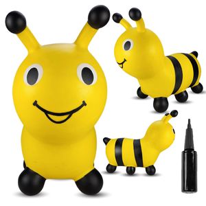 SUN BABY hüpftiere ab 1 Jahr mit Pumpe aufblasbares Hüpfspielzeug aus hochwertigem und strapazierfähigem Gummi gelbe Raupe