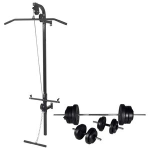 vidaXL Nástěnná fitness stanice s činkou a sadou činek 60,5 kg
