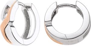 JOBO Creolen 925 Sterling Silber teilrotvergoldet teilmattiert 2 Zirkonia Ohrringe