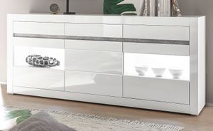 Sideboard "Nobile" in weiß Hochglanz grau Kommode 217 x 90 cm