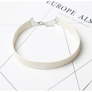 Carla Damenleder Choker-Halskette Elle white